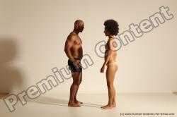 Underwear Gymnastic poses Woman - Man Black Muscular Dancing Dynamic poses Academic